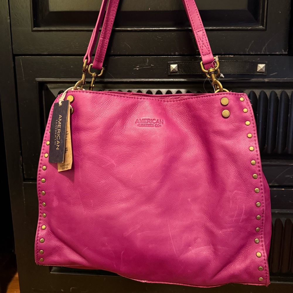 NWT American Leather Pink Studded Shoulder Bag